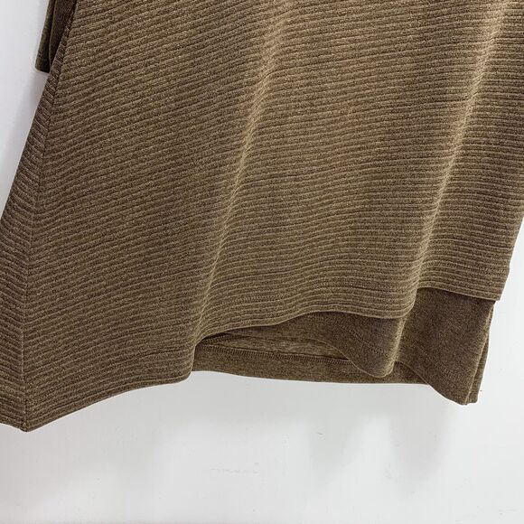 Chicos Travelers Womens Slinky Knit Brown Gold Ribbed Asymmetric Hem Top Sz 0 S - Picture 5 of 10